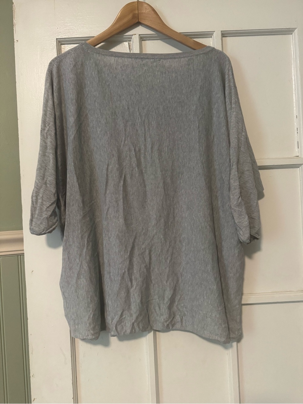 Garnet Hill Light Gray Short Sleeve Scoop Neck Sweater - Picture 2 of 4